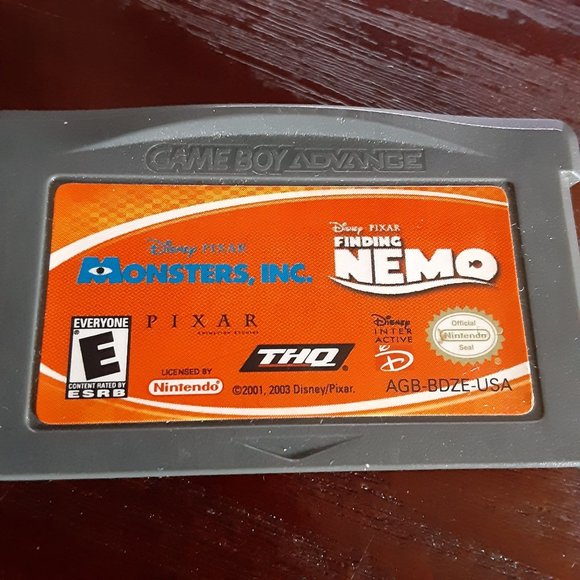 Disney Pixar Monsters Inc & Finding Nemo Gameboy Advance Game Cartridge - Picture 1 of 4